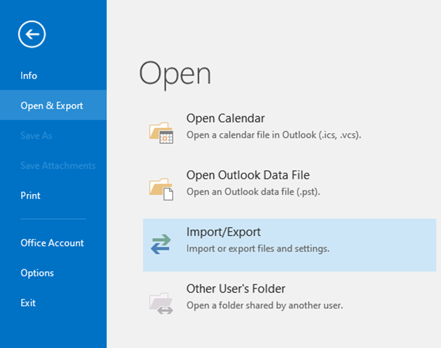 To open Importing/Exporting file and setting